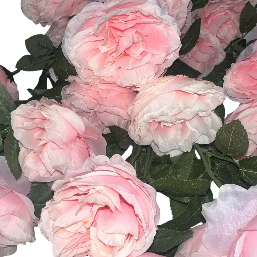 NWT Joann Fabrics Bright Ideas Lt Pink Cabbage Rose Bushes Peonies Wedding 10 Pc